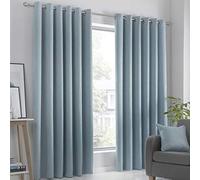 Fusion - Strata - Par de Cortinas con Ojales - 168 cm de Ancho x 183 cm de Largo, Azul Verdoso