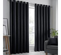 Fusion - Strata - Par de Cortinas Tejidas con Ojales, 168 x 229 cm, Color Negro