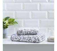 Fusion - Toalla de baño Gris con Estampado Animal (90 x 150 cm) - 100% algodón - Estampado de Guepardo/Leopardo - Toalla de Safari