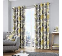 Fusion - Tropical - Par de Cortinas con Ojales 100% algodón, 168 x 229 cm, Color Ocre