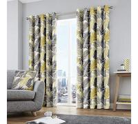 Fusion - Tropical - Par de Cortinas con Ojales 100% algodón, 229 x 183 cm, Color Ocre