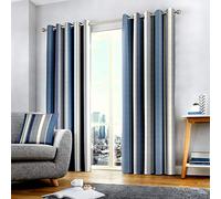 Fusion Whitworth Stripe Dos Paneles de Cortina, Algodón Poliéster, Azul, W 46.1" x L 72" (1 Panels)