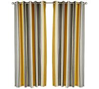 Fusion Whitworth Stripe Dos Paneles de Cortina, Algodón Poliéster, Ocre, W 66.1" x L 90.2" (1 Panels)