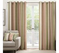 Fusion - Whitworth Stripe - Par de Cortinas con Ojales 100% algodón, 168 x 137 cm, Color Verde