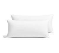 FUSIONHOME - Almohada Fibra y Viscoelástica Pack x2 75 cm - Tejido Tacto Pluma Extrasuave - Memory Foam, Termoregulable - 80% Fibra Hueca y 20% Copos 100% Viscoelásticos - Firmeza Media