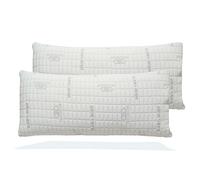 FUSIONHOME - Almohada Viscoelástica Aloe Vera Pack 2 Almohadas 75 cm - Tejido Strech Aloe Vera Transpirable, Relleno 100% Copos Viscoelásticos Termoregulable y Memory Foam - Firmeza Media-Alta