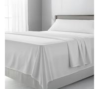 FUSIONHOME Juego de Sabanas 105 x 190/200 Blanco - Sabanas Cama 105 - Ropa de Cama Completa 3 Piezas, 1 Sábana Bajera Ajustable, 1 Encimera y Funda Almohada - Microfibra Tacto Extrasuave