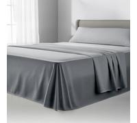 FUSIONHOME Juego de Sabanas 150 x 190/200 Gris - Sabanas Cama 150 - Ropa de Cama Completa 3 Piezas, 1 Sábana Bajera Ajustable, 1 Encimera y Funda Almohada - Microfibra Tacto Extrasuave