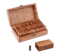 FUSONGQINTANG 70 Piezas Juego de Sellos del Alfabeto Madera Goma Letras Sellos Multiusos Vintage Sellos con Caja de Madera para Manualidades