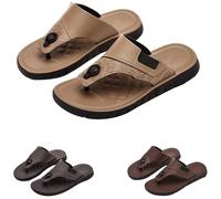 Fußbett Flip Flops Zehtrenner Pantoletten Herren mit Natur Kork Rutschfest Cool Drag Sommer Strandsandalen Slip On Freizeitsandalen Orthopedische Sandals flach Sandalen, caqui, 40 EU