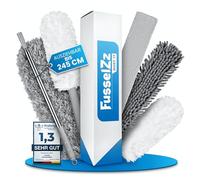 FusselZz® dust it - Plumero telescópico lavable [gran juego] - Extensible hasta 2,45 m - Escoba telaraña con mango telescópico - Magic Staubwischer para todas las superficies Duster