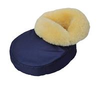 FUSSWÄRMER - Piel de oveja merino (tacto suave), color azul y amarillo
