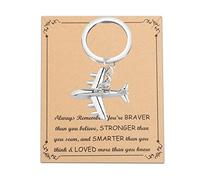 FUSTMW Llavero de avión regalo de aviación piloto asistente de vuelo regalo para los amantes del avión avión avión llavero regalo de la fuerza aérea, Plateado, Large