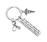 FUSTMW Llavero de regalo para médico, diseño de caduceo, joyería de médico para graduación, cumpleaños, Navidad, plateado, L, Abalorio, médico