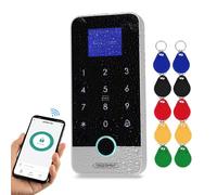 FUSYTULY Bluetooth Tuya RFID Control de Acceso Teclado Sistema Biométrico de Huellas Dactilares IP65 Impermeable 13,56 MHz Controlador de Acceso RFID con Pantalla Táctil + 10 llaveros