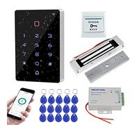 FUSYTULY Kit de Impermeable Sistema de Control de Acceso RFID WiFi Tuya Teclado Táctil + Cerradura Electromagnética 180KG+ Fuente de Alimentación K80 3A + 15pcs Llavero 125KHz
