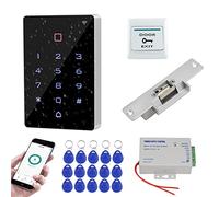 FUSYTULY Kit de Sistema de Control de Acceso WiFi Tuya Teclado RFID Impermeable IP68 + Fuente de Alimentación DC12V 3A + Cerradura de Puerta Eléctrica NC + Llavero 125KHz 15pcs
