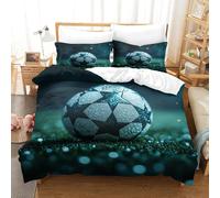 Fútbol 3D Estampado Juego De Cama De Microfibra Suave Fútbol 3 Piezas Juego De Cama De Impreso De Cremallera Niños Niñas King（220x240cm）