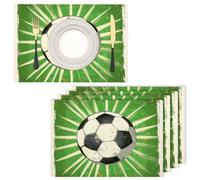 fútbol Americano Manteles Individuales Juego de 6 - Lavables Algodón Lino Verde Salvamanteles Individuales, 30 x 45 cm, Resistentes al Calor Duradero