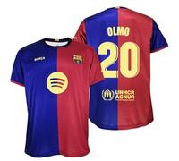 Futbol Club Barcelona Camiseta Olmo 20 Primera equipación Temporada 24/25 - Réplica Oficial con Liciencia - Adulto (FR/ES, Letras, S, Regular, Regular, Azulgrana)