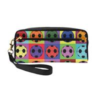 Fútbol Colorido, Bolsa de Maquillaje Bolsa de cosméticos Bolsa de Aseo de Viaje portátil Estuche de Cuero para Mujeres y niñas