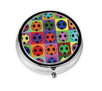 Fútbol colorido, Pastillero, Pastillero redondo Pequeño contenedor de pastillas Organizador de pastillas de viaje