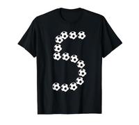 Fútbol de 5º cumpleaños para niños de 5 a Cinco años Camiseta gráfica económica, Hombre, Negro, S