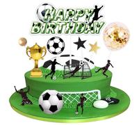 Futbol decoracion tarta, 29pzs Papel Topper Tarta Futbol Decoracion para Pastel de Futbol, Happy Birthday Cake Topper para Decoraciones de Pasteles de Cumpleaños en Fiestas de Cumpleaños