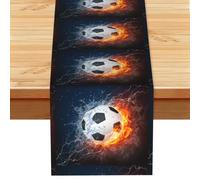 Fútbol en Agua y Fuego,Camino de Mesa de Lino sintético para el hogar, Fiestas, comedores, 33 x 183 cm