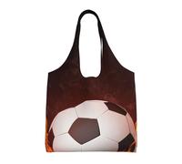 Fútbol en llamas,Bolsas de mano reutilizables, bolsas de supermercado, bolso de hombro de lona de gran capacidad
