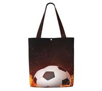 Fútbol en llamas,Bolsas de supermercado reutilizables, bolsas de compras, bolsas de lona de gran capacidad, bolso de hombro
