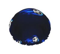 Fútbol en llamas,Gorro de ducha, gorro de noche, gorro de baño elástico impermeable de doble capa, reutilizable para el cabello.