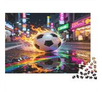Fútbol en Llamas Puzzle de 1000 Piezas Papel para Adultos Escena Nocturna de Ciudad Juego de Puzzle 1000 Piezas Familiar Relajación Decoración Regalo 70x50cm/1000pcs