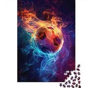 Fútbol en Llamas Puzzle de 1000 Piezas Papel para Adultos Humo Colorido Dinámico Relajación Enfoque Puzzle para Toda la Familia Decoración Regalo 52x38cm/1000pcs