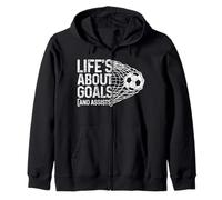 Fútbol Funny Life Is About Goles & Assists Futbolista Sudadera con Capucha
