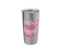 Fútbol Hermana Divertida Pequeña Hermana Mayor Fan Fútbol Her Vaso térmico de acero inoxidable de doble pared