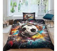 Fútbol Impresión 3D DigitalDeportes de Pelota para Dormitorio Funda De Edredón Funda Nórdica Microfibra Y Funda De Almohada Juego De Cama con Cremallera 3 Piezas Single(135x200cm)