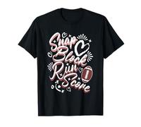 Fútbol Mamá & Esposa Gameday Snap Block Run Score Texto Blanco Camiseta