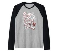 Fútbol Mamá & Esposa Gameday Snap Block Run Score Texto Blanco Camiseta Manga Raglan