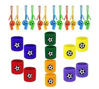 Fútbol Silbatos Muñequera Deportiva 12 Piezas Muñequera Deportiva Niños 12 Piezas Silbatos de Plástico para Deportes Cumpleaños Fiesta