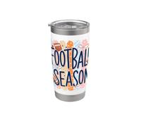 Fútbol Temporada Día del Juego Preppy Rayas Arco Niñas Mujeres Mam Vaso térmico de acero inoxidable de doble pared