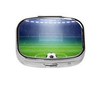 Fútbol verde estadio luces de fútbol, pastillero Meta 2 compartimentos, organizador portátil