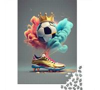 Fútbol Zapatilla Dorada Puzzle de 1000 Piezas Puzzle para Adultos Papel Estilo Deportivo Mejora Concentración Relajante Regalo Familiar 70x50cm/1000pcs