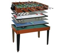 Futbolín HWC-M33, futbolín, billar, hockey 7 en 1, mesa de juegos, tablero de fibra de densidad media, 80 x 123 x 101 cm