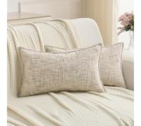 FUTEI Fundas de Cojín 30x50 cm de Chenilla Suave Juego de 2 Beige | Chenilla efecto tweed, reverso de terciopelo sedoso, antibolitas, cremallera oculta, deco sofá salón dormitorio, sin relleno
