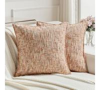FUTEI Fundas de Cojín 40x40 cm de Chenilla Suave Juego de 2 Óxido | Chenilla efecto tweed, reverso de terciopelo sedoso, antibolitas, cremallera oculta, deco sofá salón dormitorio, sin relleno