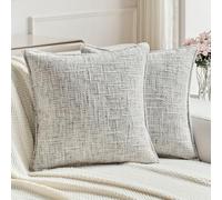FUTEI Fundas de Cojín 50x50 cm de Chenilla Suave Juego de 2 Gris | Chenilla efecto tweed, reverso de terciopelo sedoso, antibolitas, cremallera oculta, deco sofá salón dormitorio, sin relleno