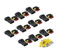 Futheda 10 Conectores de 3 Pines para terminales Eléctricos IP67, supersellados, Impermeables, para Motocicleta, Scooter, Coche, Camión o Mar