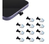 Futheda 10 Tapones Antipolvo para Teléfono Móvil Carga Puerto Polvo Protector Adhesivo Extraíble Tapas Anti-Pérdida Funda Protectora Compatible con iPhone 14 13 12 Pro MAX Air Pods Negro