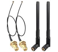 Futheda 2 Piezas Antena WiFi Doble Banda 8dBi RP-SMA Macho MIMO＋15cm IPX U.FL MHF4 a RP-SMA Hembra Cable de Extensión para Tarjeta de Red Inalámbrica Intel M.2 NGFF Adaptador WiFi Portátil